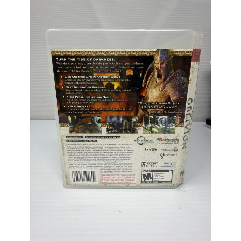 The Elder Scrolls IV: Oblivion (Sony PlayStation 3,‎ 2007) Game + Map